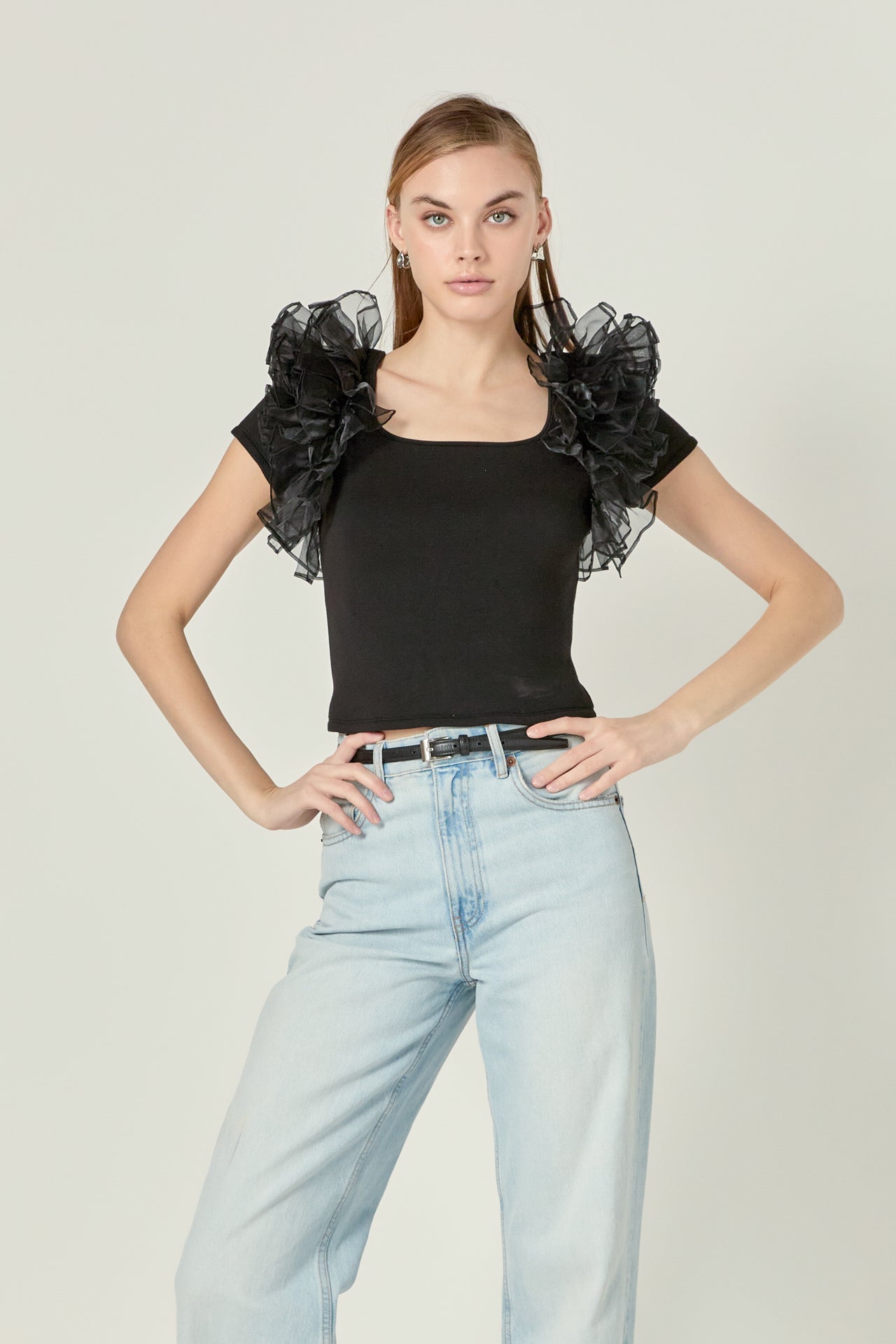 ENGLISH FACTORY - Contrast Organza Top - TOPS available at Objectrare