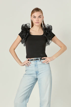 ENGLISH FACTORY - Contrast Organza Top - TOPS available at Objectrare