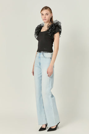 ENGLISH FACTORY - Contrast Organza Top - TOPS available at Objectrare