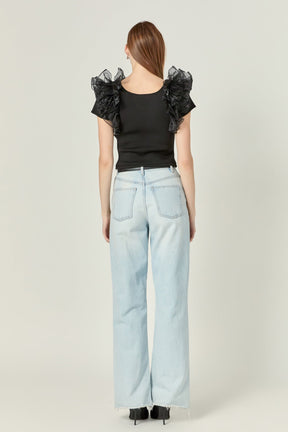 ENGLISH FACTORY - Contrast Organza Top - TOPS available at Objectrare