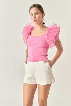 ENGLISH FACTORY - Contrast Organza Top - TOPS available at Objectrare