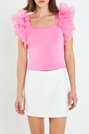 ENGLISH FACTORY - English Factory - Contrast Organza Top - TOPS available at Objectrare