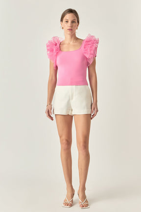 ENGLISH FACTORY - Contrast Organza Top - TOPS available at Objectrare