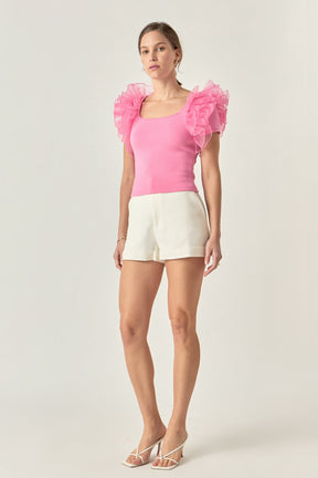 ENGLISH FACTORY - Contrast Organza Top - TOPS available at Objectrare