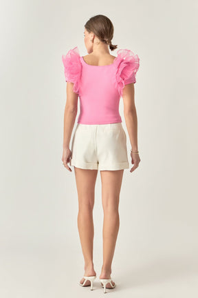ENGLISH FACTORY - Contrast Organza Top - TOPS available at Objectrare
