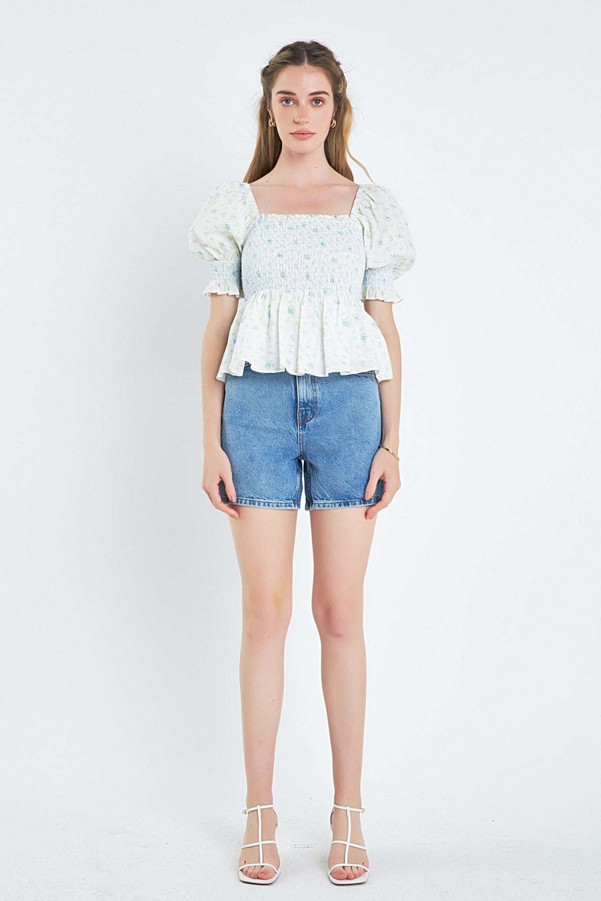 ENGLISH FACTORY - English Factory - Smocked Floral Puff Sleeve Top - TOPS available at Objectrare