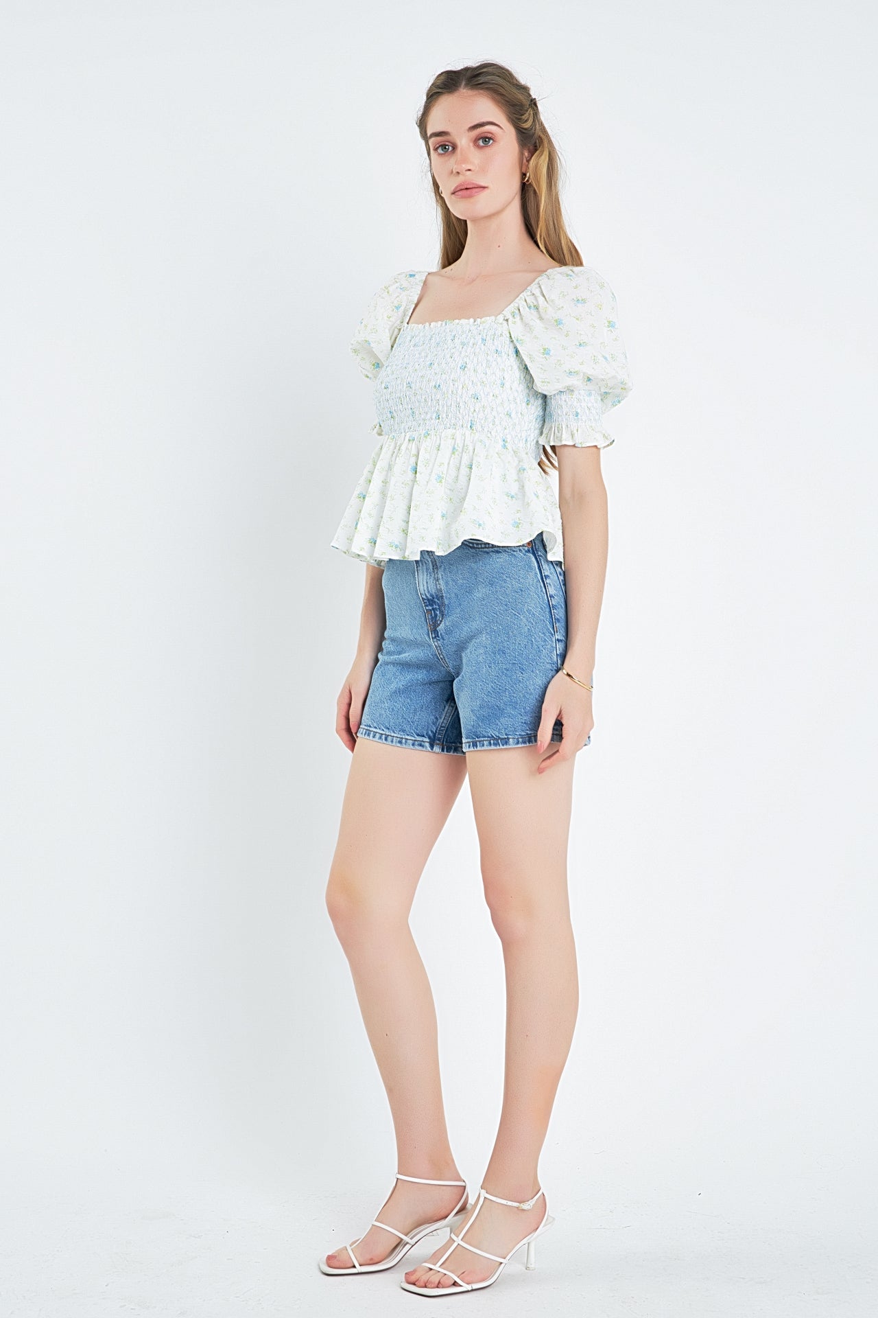 ENGLISH FACTORY - English Factory - Smocked Floral Puff Sleeve Top - TOPS available at Objectrare