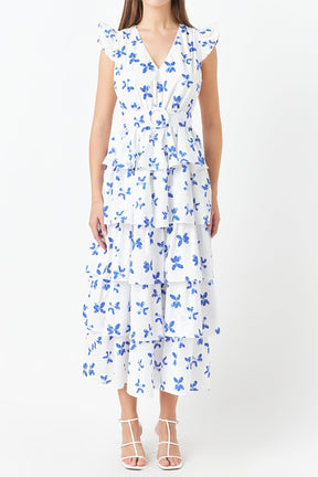 ENDLESS ROSE - Floral Layered Long Dress - DRESSES available at Objectrare