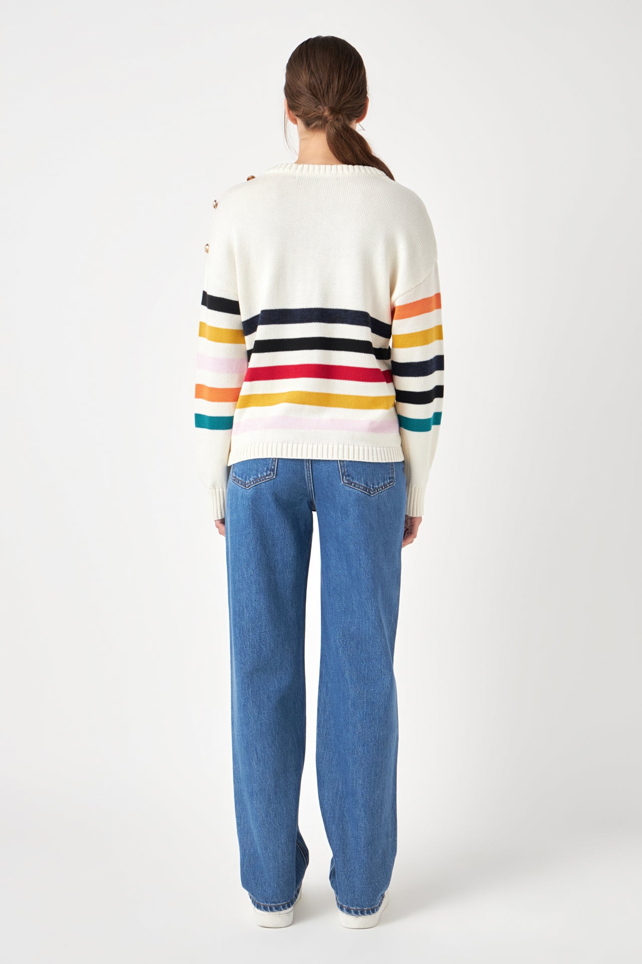 ENGLISH FACTORY - Multicolored Sweater with Button - SWEATERS & KNITS available at Objectrare