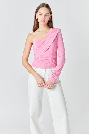 ENDLESS ROSE - Endless Rose - One Shoulder Shirred Knit Top - TOPS available at Objectrare