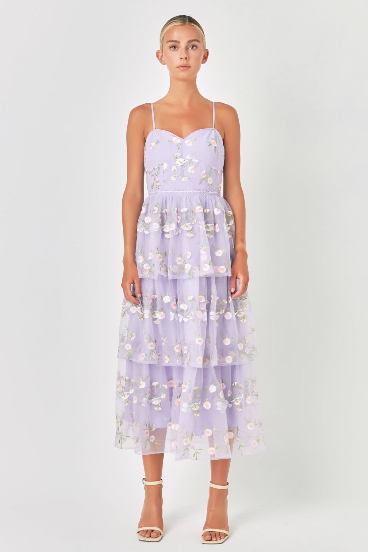 ENDLESS ROSE - Floral Layered Midi Dress - DRESSES available at Objectrare