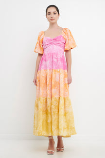 FREE THE ROSES - Colorblock Tie-dye Back Tie Maxi Dress - DRESSES available at Objectrare