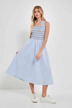 ENGLISH FACTORY - Gingham Check Sleeveless Midi Dress - DRESSES available at Objectrare