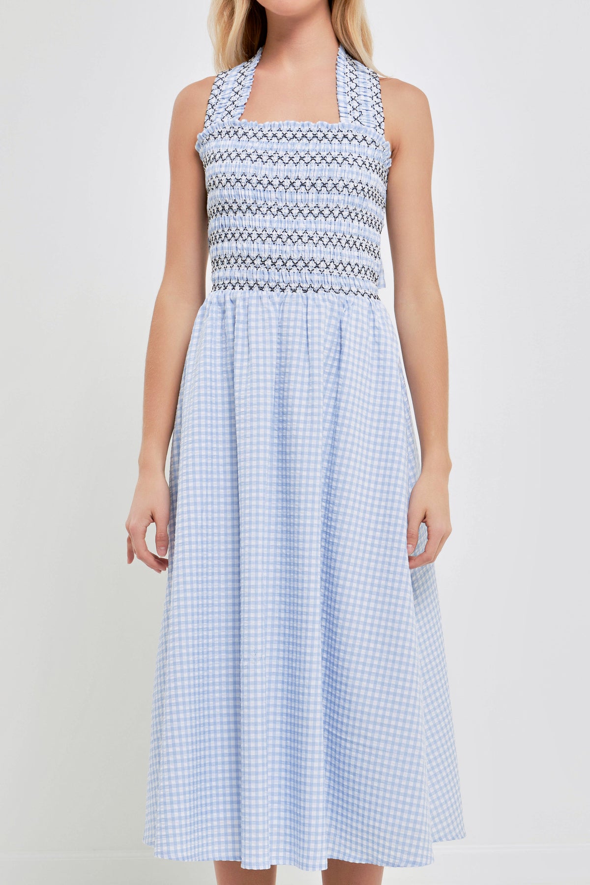 ENGLISH FACTORY - Gingham Check Sleeveless Midi Dress - DRESSES available at Objectrare