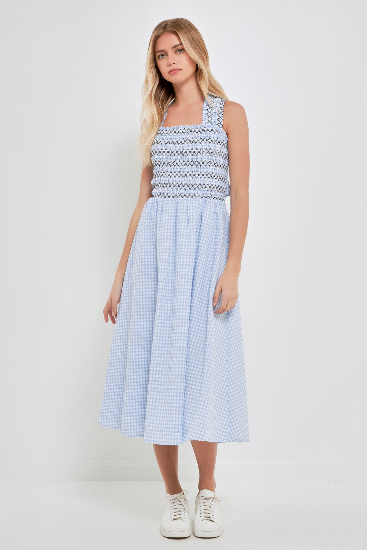 ENGLISH FACTORY - Gingham Check Sleeveless Midi Dress - DRESSES available at Objectrare
