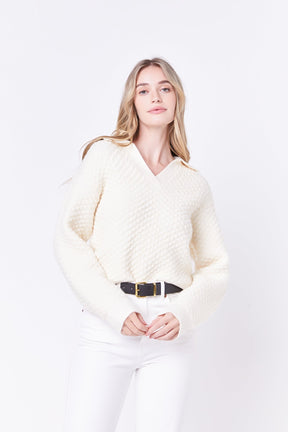 ENGLISH FACTORY - English Factory - Textured V-neckline Sweater - SWEATERS & KNITS available at Objectrare