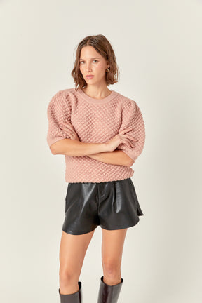 ENGLISH FACTORY - Textured Puff Sweater - SWEATERS & KNITS available at Objectrare