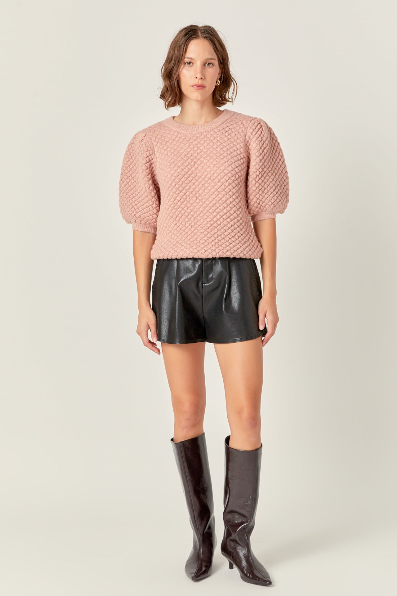 ENGLISH FACTORY - Textured Puff Sweater - SWEATERS & KNITS available at Objectrare