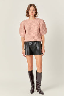 ENGLISH FACTORY - English Factory - Textured Puff Sweater - SWEATERS & KNITS available at Objectrare