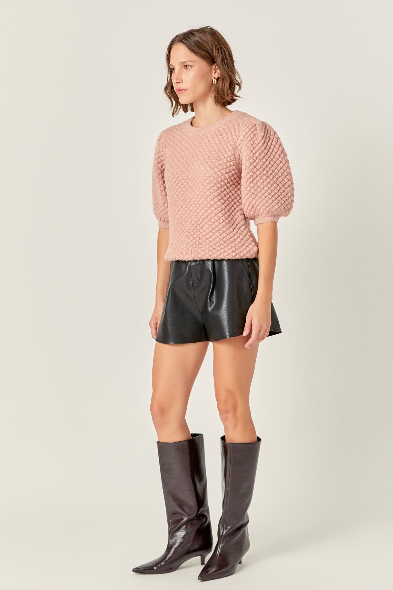 ENGLISH FACTORY - Textured Puff Sweater - SWEATERS & KNITS available at Objectrare