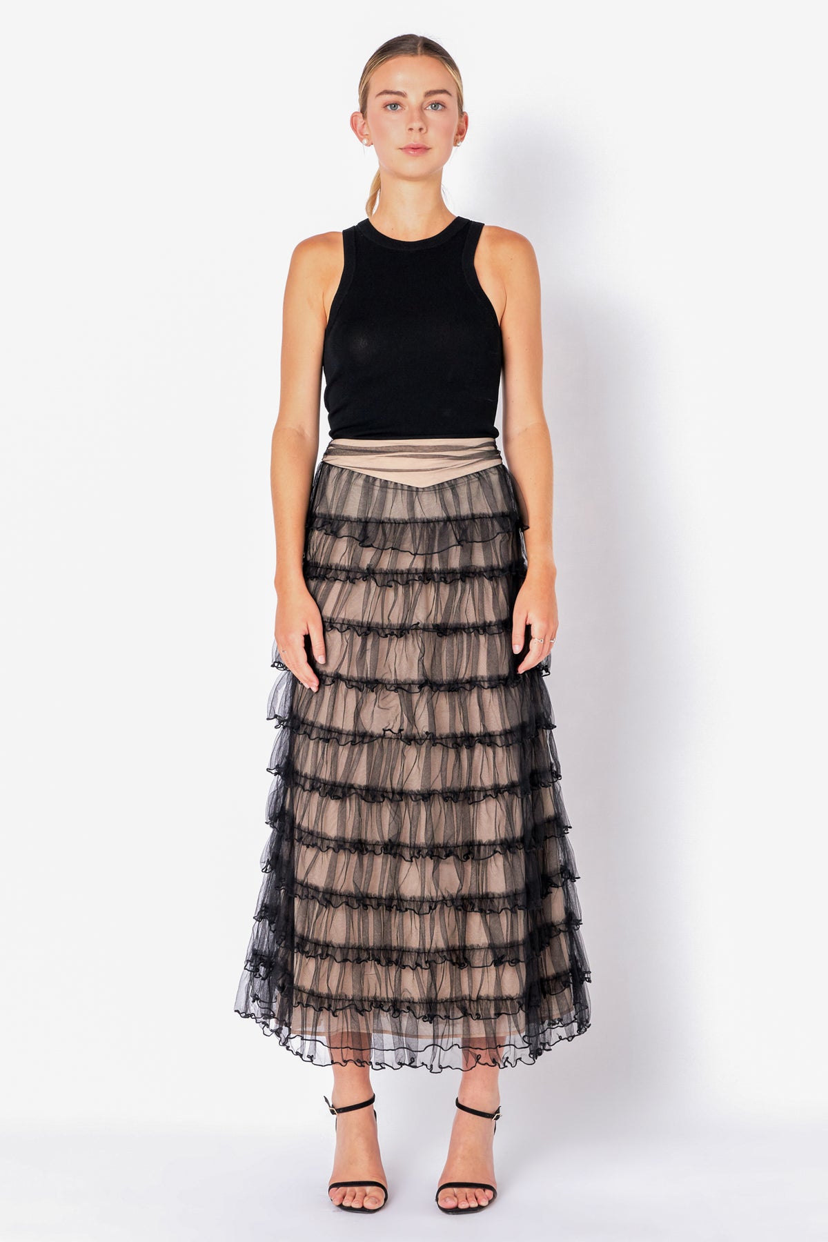 FREE THE ROSES - Layered Tulle Midi Skirt - SKIRTS available at Objectrare