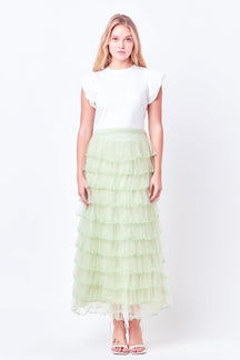 ENDLESS ROSE - Layered Tulle Midi Skirt - SKIRTS available at Objectrare