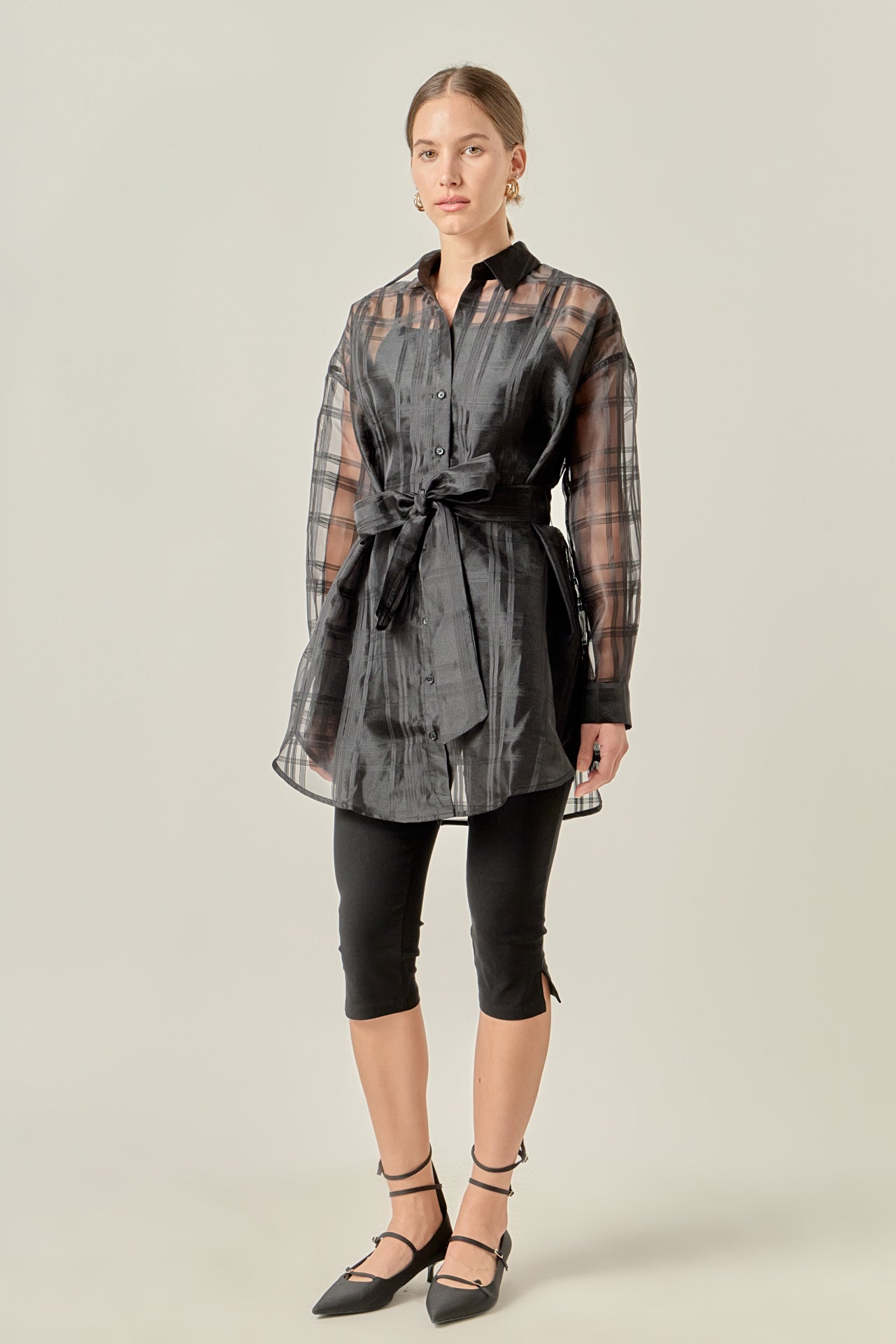 ENGLISH FACTORY - Check Organza Long Shirt - BLOUSES available at Objectrare
