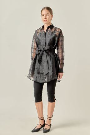 ENGLISH FACTORY - Check Organza Long Shirt - BLOUSES available at Objectrare