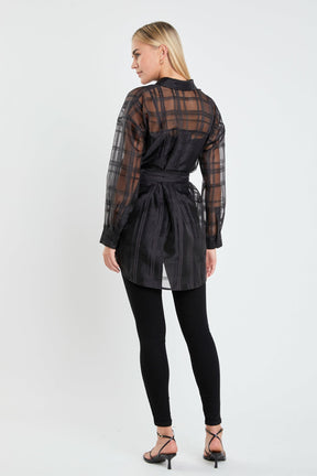 ENGLISH FACTORY - English Factory - Check Organza Long Shirt - SHIRTS & BLOUSES available at Objectrare