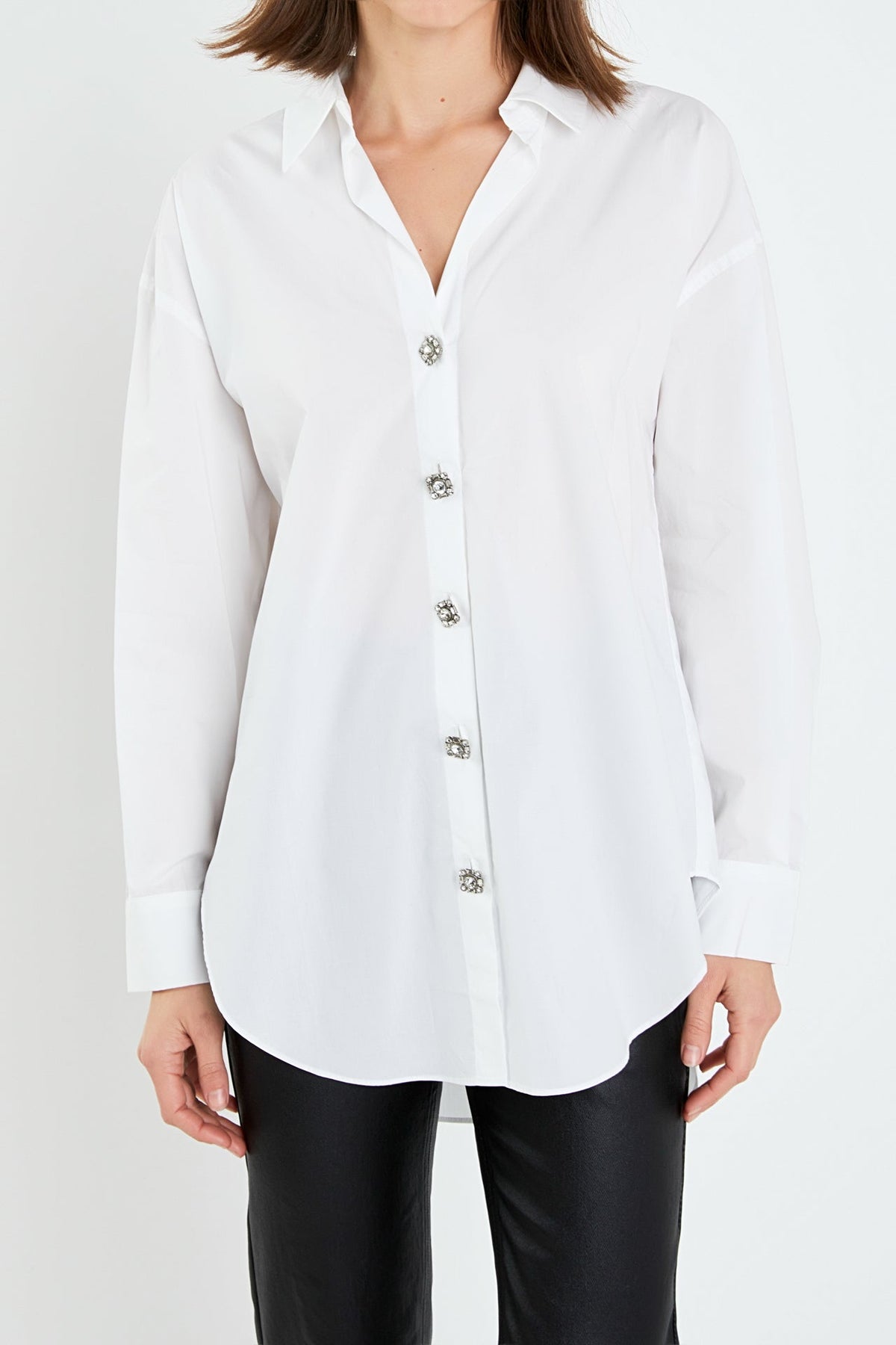 ENGLISH FACTORY - Oversized Collared Shirt in White - SHIRTS & BLOUSES available at Objectrare