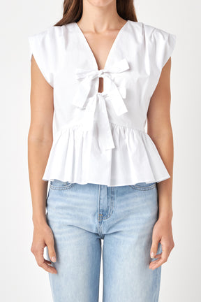 ENGLISH FACTORY - Front Double Bow Tie Top - TOPS available at Objectrare