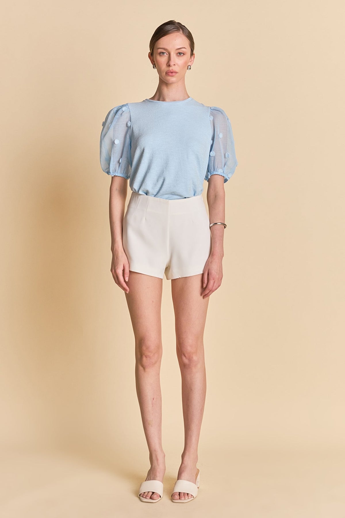 ENGLISH FACTORY - Pom Pom Mixed Media Top - TOPS available at Objectrare