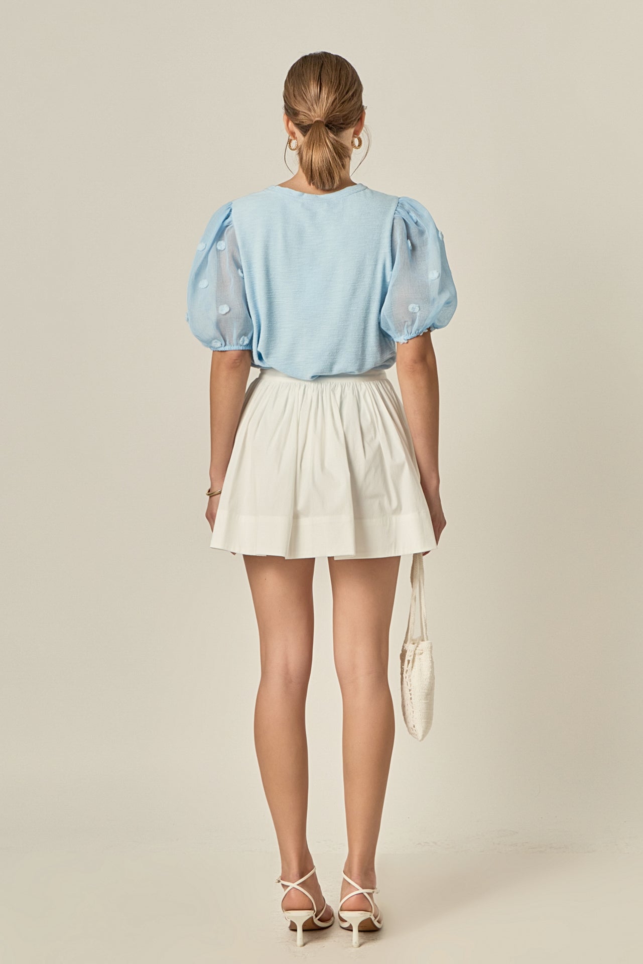 ENGLISH FACTORY - Pom Pom Mixed Media Top - TOPS available at Objectrare