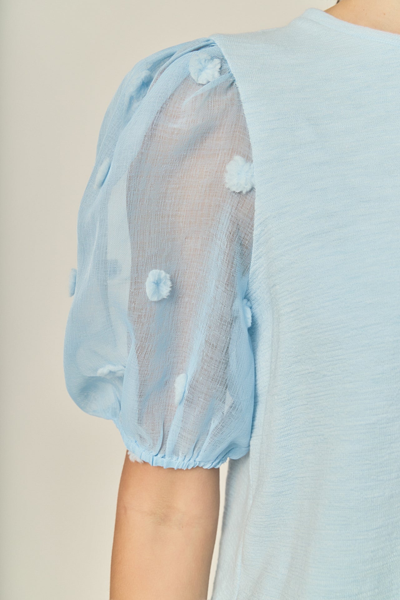 ENGLISH FACTORY - Pom Pom Mixed Media Top - TOPS available at Objectrare