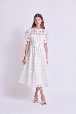 ENGLISH FACTORY - English Factory - Check Puff Sleeve Midi Dress - DRESSES available at Objectrare