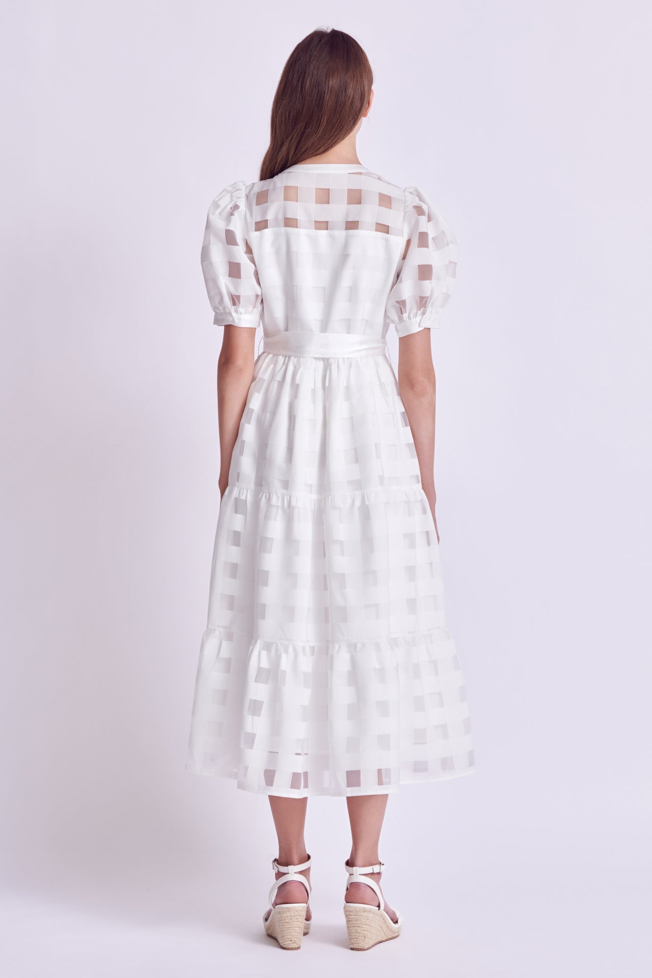 ENGLISH FACTORY - English Factory - Check Puff Sleeve Midi Dress - DRESSES available at Objectrare