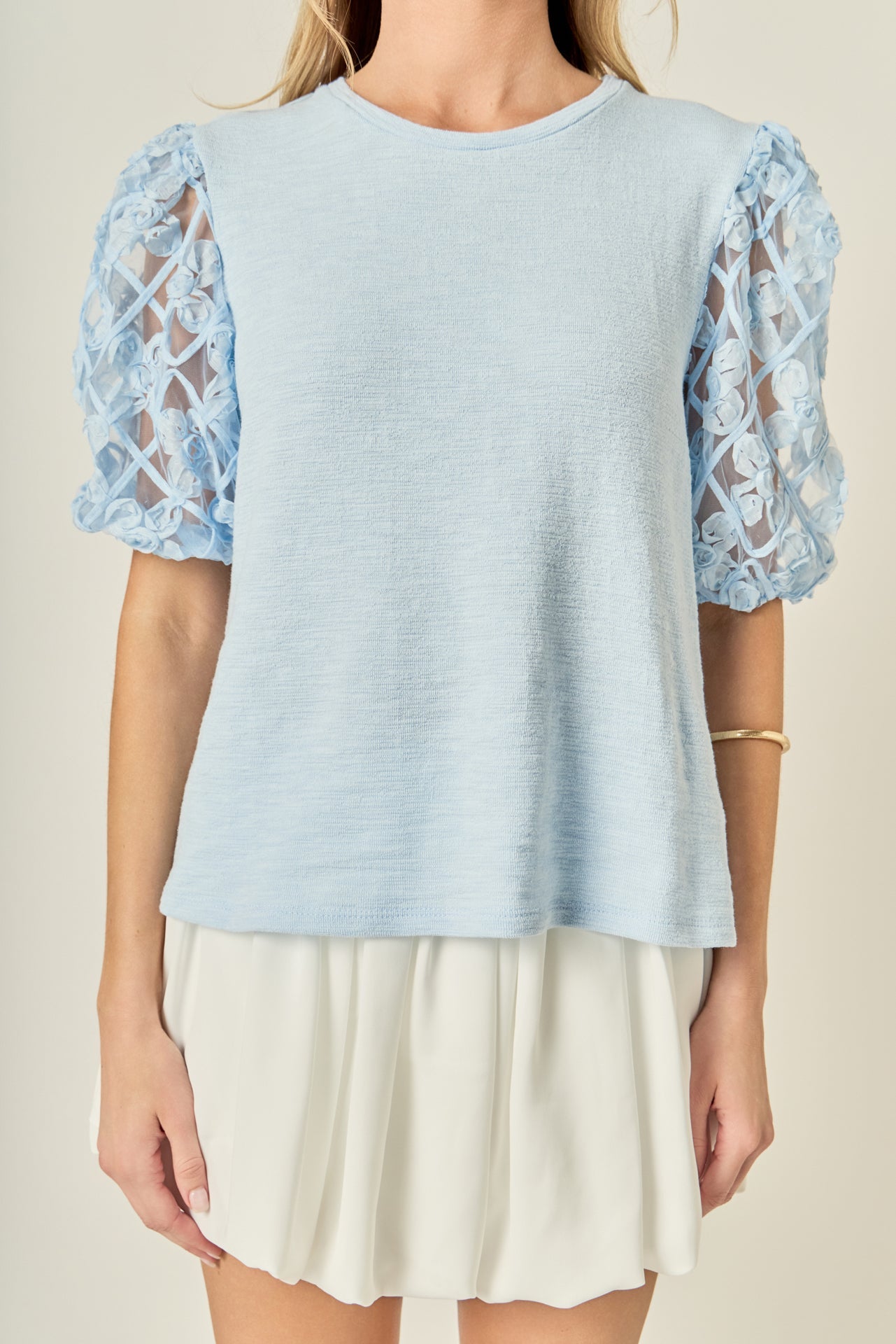 ENGLISH FACTORY - Floral Texture Sleeve Top - TOPS available at Objectrare