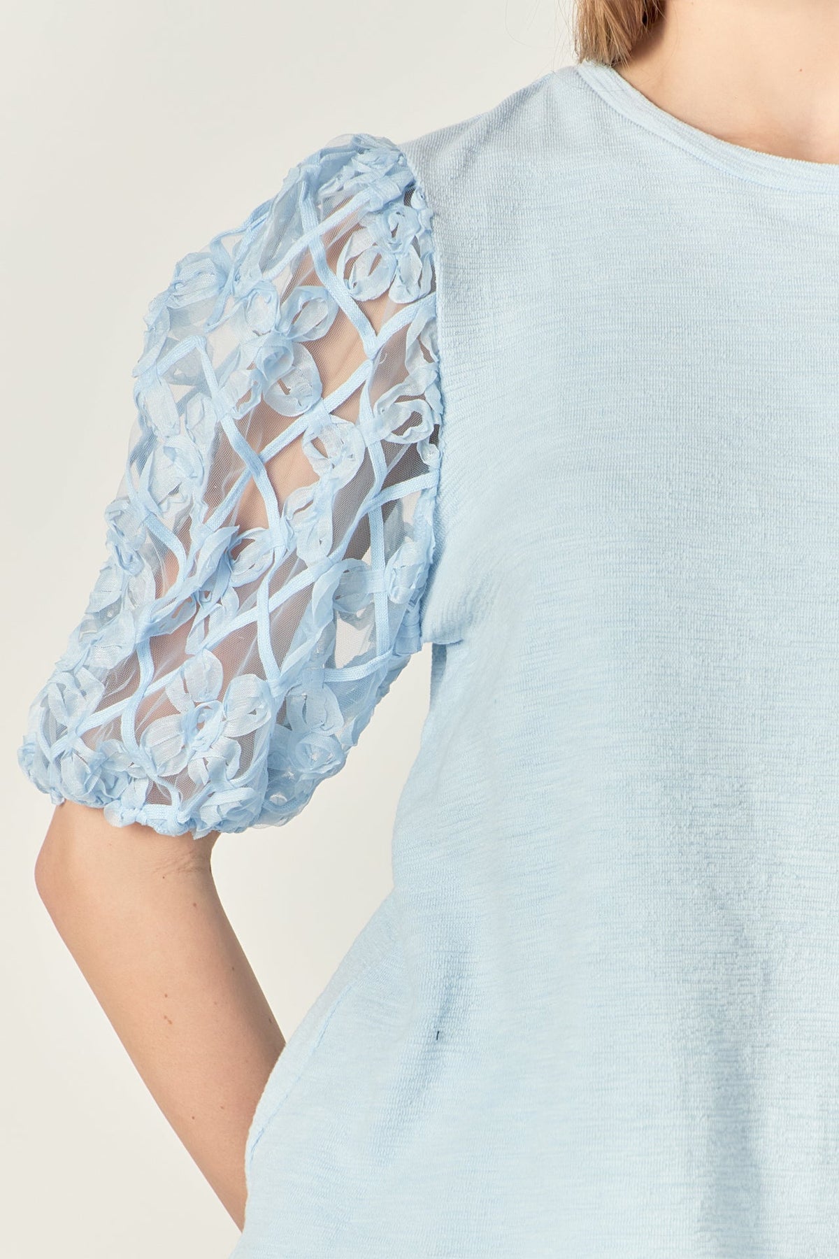 ENGLISH FACTORY - Floral Texture Sleeve Top - TOPS available at Objectrare