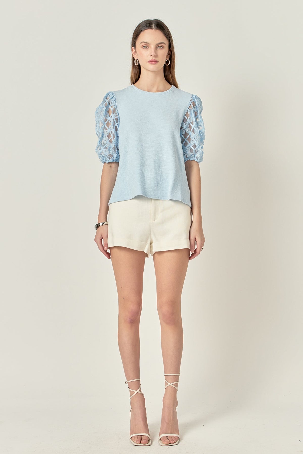 ENGLISH FACTORY - Floral Texture Sleeve Top - TOPS available at Objectrare