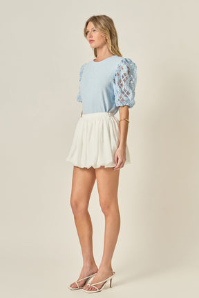 ENGLISH FACTORY - Floral Texture Sleeve Top - TOPS available at Objectrare