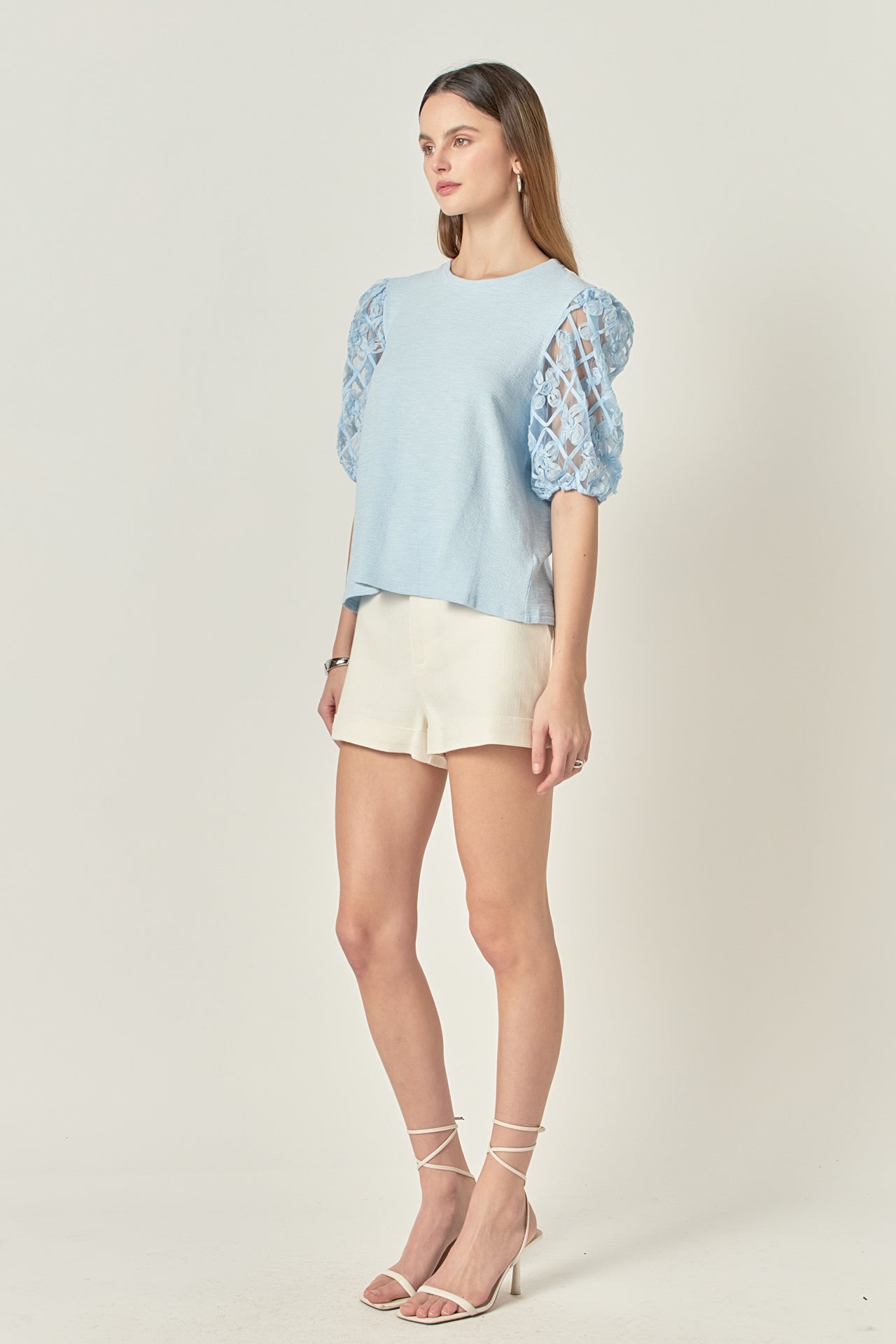 ENGLISH FACTORY - Floral Texture Sleeve Top - TOPS available at Objectrare