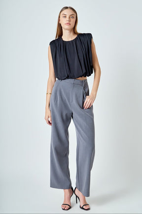ENDLESS ROSE - Shirred Shoulder Cropped Top - TOPS available at Objectrare