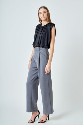 ENDLESS ROSE - Shirred Shoulder Cropped Top - TOPS available at Objectrare
