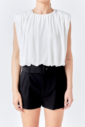 ENDLESS ROSE - Shirred Shoulder Cropped Top - TOPS available at Objectrare