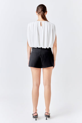 ENDLESS ROSE - Shirred Shoulder Cropped Top - TOPS available at Objectrare