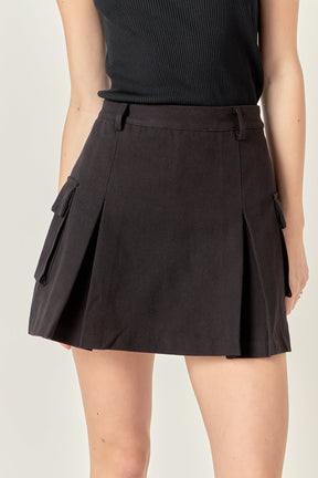 Flap Pocket Pleated Mini Cargo Skort