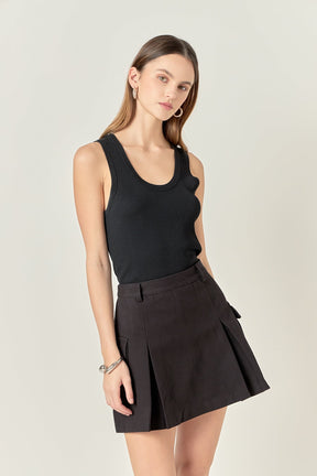 Flap Pocket Pleated Mini Cargo Skort