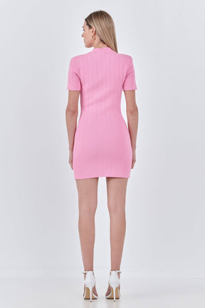 ENDLESS ROSE - Shank Button V-neckline Knit Mini Dress - DRESSES available at Objectrare