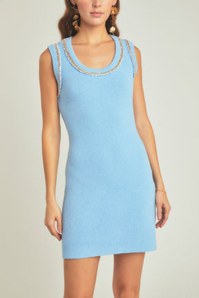 ENDLESS ROSE - Chain Detail Knit Mini Dress - DRESSES available at Objectrare