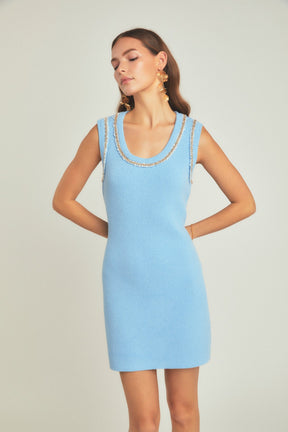 ENDLESS ROSE - Chain Detail Knit Mini Dress - DRESSES available at Objectrare